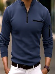 Men Spring Autumn Polo Shirt Long Sleeved T-shirt Lapel Simple Breathable Loose Tops Daily Casual Fashion Business Golf Male Top Polos mens High quality fashion Polo