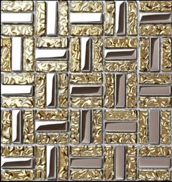 Electroplated silver yellow gold glass mosaic kitchen tile backsplash CGMT1901 bathroom wall tiles4198463