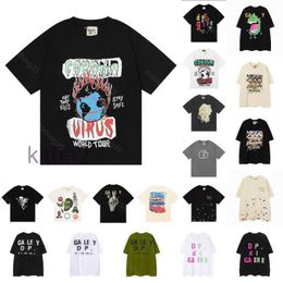 Summer Designer Mens Tshirts Galleryse Depts Shirt Vintage Wash Do Old An Gel Ga Llery Skeleton Car Graffiti Print Casual Loose Short Sleeve Tshirt Galler V LQKF