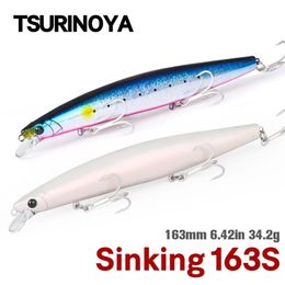 TSURINOYA 163S Ultra Long Casting Sinking Minnow Sea Fishing Lure STINGER 163mm 34.2g Seabass Tuna Saltwater Large Hard Baits 240102