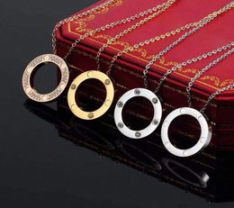 Classic Love Necklaces big ring pendant Diamond Necklace Fashion womens mens gold silver torque with red box5053908