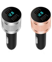 2022 New Update Universal Car Charger 2 USB Ports Digital Display Shine Intelligent Mobile Phone Fast Chargers Double Luminescence9734017