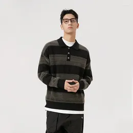 Men's Sweaters Autumn Chompa De Hombre Jumper Loose Fit Pullover For Men Clothing Turn Down Collar Roupas Masculinas