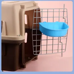 Cat Carriers Plastic Dog Hanging Bowl Portable Durable Pet Feeding Food Drinking