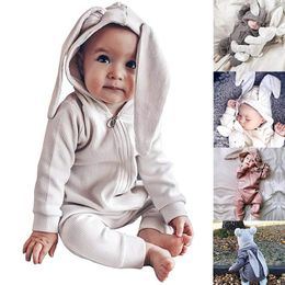 Shorts Easter Baby Hooded Bodysuit Cartoon Bunny Baby Hoodie Outfits Rompers Cotton Zipper Baby Rompers Spring Autumn Newborn Clothes