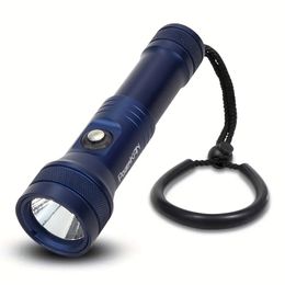 Portable Handheld Flashlight, Submersible Flashlight, 1300 Lumens, Waterproof To 3937.01 Inch Underwater, XPL-HI LED Includes Diving Stand With Rechargeable Battery