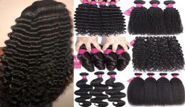 9A Human Hair Bundles Deep Wave Kinky Curly Loose Water Wave Body Straight 100 Unprocessed Virgin Brazilain Human Hair Extensions6932064