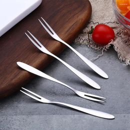 Forks 5pcs Fruit Fork Stainless Steel Dessert Cake Salad Cutlery For Restaurant Cafeteria Home Party BBQ Tableware