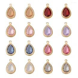 Pendant Necklaces Pandahall 48Pcs Mixed Colour Teardrop Faceted Resin Rhinestone Pendants Charms With Brass Settings For Necklace Jewellery