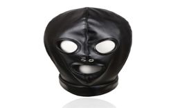 Gothic Mask HoodSoft PU Leather Exposed Mouth Eyes Fetish Bdsm Head Bondage Restraint Masks Gimp Cosplay Sex Toys For Couples2487077