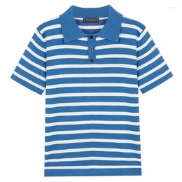Men's Polos 2024 Casual Knitted Polo Shirt Striped Button Down Lapel Short Sleeve T-Shirt For Men Breathable M-3XL Luxury Clothing