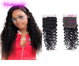 Brazilian Virgin Hair 5X5 Lace Closure Deep Wave Five By Five Middle Three Part Curly 1026inch5584756