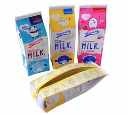 10pcslot Kawaii milk box design Large capacity Waterproof PU Pencil Case Novetly pencil bag Cosmetic bag Nice gift for kids13709739