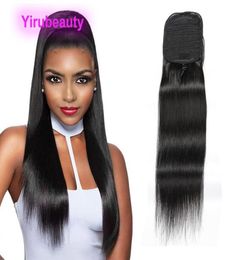 Indian Brazilian Ponytails Silky Straight 822inch Malaysian 100 Human Hair Extensions Straight Bundled Ponytail 100gram Yirubeau4089694