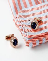 2021 Frensh cuff Jewelry Rose gold color studs with blue crystals Shirt Sleeve Nails Cufflinks For gentlemen Gift XK19S1388779931