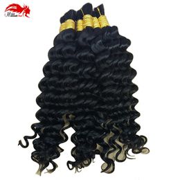 Hannah product Whole Human Hair Bulk In Factory 3 Bundle 150g Brazilian Deep Curly Wave Bulk Hair For Braiding Human Hai1035741