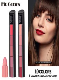 5 In 1 Matte Lipstick Kit Waterproof Nude Combination Lipgloss Long Lasting Velvet Red Show Complexion Sexy Lip Tint Cosmetic1711454