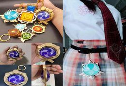 9CM Game Genshin Impact Vision Lnazuma Wendi Xiao Key Cosplay Chain Luminous 7 Element Eye Of Original God Toy KeyRing H112431057