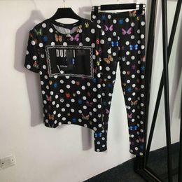 Women's Suits & Blazers Summer Set Seven Star Ladybug Butterfly Dot Print Casual Short Sleeved T-shirt+elastic Slimming Underpants