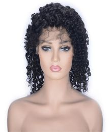 Brazilian Virgin Hair Lace Front Wigs Pre Plucked Short Kinky Curly Human Hair Wig for Black Women Natural Color9483768