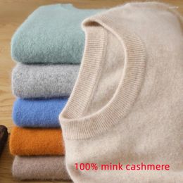 Men's Sweaters Mink Cashmere Sweater O-Neck Pullover Knitted Long Sleeve High End Top For Autumn And Winter