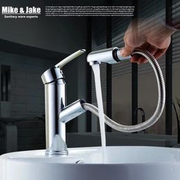 Faucets Bathroom Pull out basin faucet bathroom water tap with sprayer shower head chrome pull down basin mixer