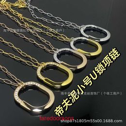 Tifannissm necklace chain heart necklaces Jewellery pendants Higher version Difu Mud Small shaped Lock Half Diamond Coloured Necklace for