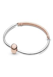 Original 925 Sterling Silver Bead Charm Bracelet Three Link Rose Chain Basic Bracelet Fit Pan Women Jewelry4068162