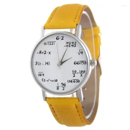 Wristwatches 2024 Fashion Casual Mathematical Symbols Of Leather Ladies Quartz Wrist Watches For Women This Relojes Hombre Men