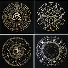 Black Tablecloths Tarot Clot Card Divination Halloween Tablecloth Black Gold Fashion Decoration Alchemical Sigil Altar Astrology