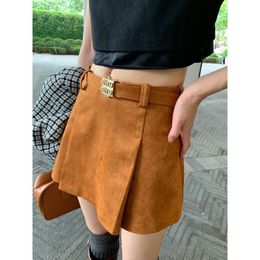 Two Piece Dress Mm Home Autumn/winter Gold Buckle Letter Belt Decorative Design for Girls' Style Show Legs Long Half Skirt Women's Fashion Versatile