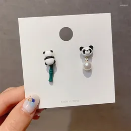 Dangle Earrings Korean Fashion Cute Little Animal Panda 2024 Versatile Temperament Asymmetric For Women Jewelry Gift