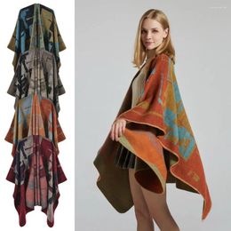 Scarves Winter Warm Fleece Shawl Luxury Elegant Ethnic Style Double-sided Cashmere Cape Thicken Plush Wraps Scarf