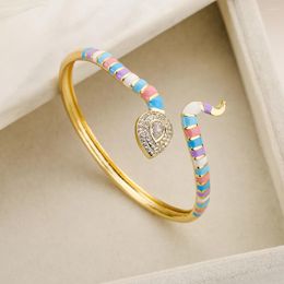 Bangle 6 Types Delicate Vintage S-shaped Bangles For Women Gold Colour Copper With CZ Stone Row Bling Party Jewellery Gift