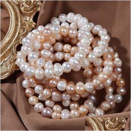 Chain Natural Freshwater Pearl Elastic Bracelet Candy Color Beaded For Women Fashion Jewelry Drop Delivery Jewelry Bracelets Dh3Ci