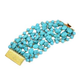 Bracelets GG Jewelry Natural 9 Strands Blue Turquoises Gems Stone Bracelet Cute For Women