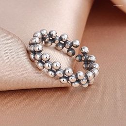 Cluster Rings FoYuan Korean INS Creative Smooth Ball Ring For Women's Design Personalised Vintage Opening