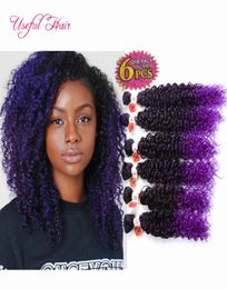 Big promotion Black FRIDAY Christmas 6PCSLOT ombre Colour Synthetic hair wefts Jerry curl crochet hair extensions crochet braids h2651806