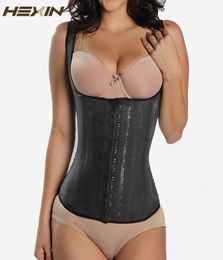 HEXIN Black 4 Rows Hooks Latex Waist Cincher Body Shaper Steel Bone Corset Slimming Vest Waist Trainer Plus Size Girdle BeltT191004922595