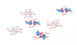 Bulk 200pcs Paper Windmill Charms Enamel pinwheel charms pendant fit Bracelet Necklace Jewelry Accessories 7685385