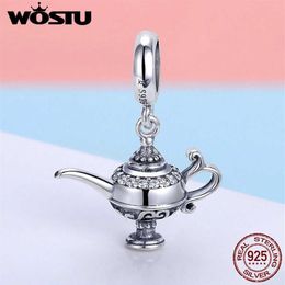 WOSTU 925 Sterling Silver Lamp of Aladdin Dangle Charm Fit Original DIY Beads Bracelet Lucky Jewellery Gift FIC703225Q