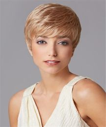 fashion light blonde short hair wig Heat resistant Fibre synthetic wig capless fashion wig for women7225636