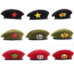 Military Cap men Without Badge Solider Army Hat Man Woman Wool Vintage Beret Beanies Caps Winter Warm Hat Cosplay Hats for Woman1507477