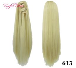 OMBRE valentines gift ponytail claw clip hair extension Synthetic Hair Extensions Pony Tail 24039039 Straight Synthetic Clip4877449