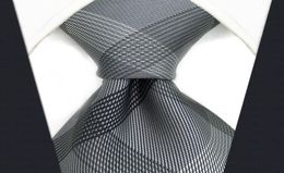 S1 Checked Black Dark Grey Plaids Men039s Ties Neckties Extra Long Size Fashion 100 Silk Jacquard Woven8256282