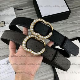 Durable Diamante Buckle Belts Hipster Men and Women Leather Belts with Box Smooth Buckle Dress Up High-grade Belts264k
