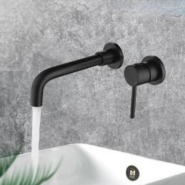 Bathroom Sink Faucets Black Mixed Type Single Handle Wll Mounted One Hole Installation Shower Kitchen WC Faucet