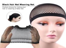 Black Hair Net Weaving Net Black Elastic Strethable Wig Cap Mesh Fishnet Wig Cap5992848