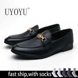 Designer Leather Men Casual Luxury Black Shoes Brand Mens Loafers Moccasins Breathable Slip on Male Dress Driving 240102