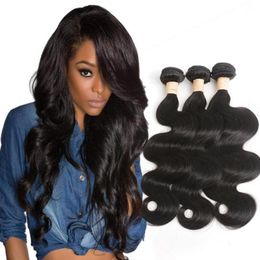 Indian Virgin Hair Products Natural Color 3040 Inch Remy Hair Weaves 3 Pieces One Lot Body Wave 30quot40quot Long Hair8898024